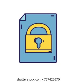 padlock secutity symbol inside paper sheet
