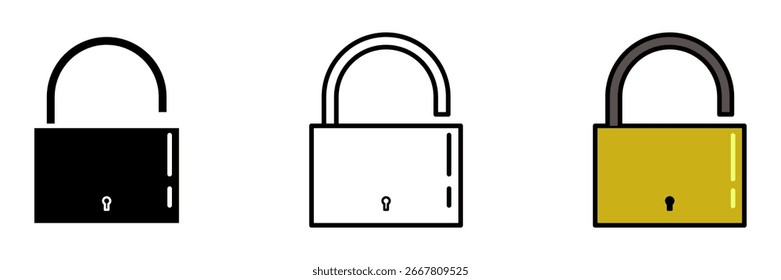 Icono de conjunto de candado sobre fondo blanco