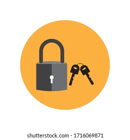 Padlock set with keys vector icon isolated design template