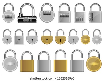 Padlock set vector design illustration isolated on white background