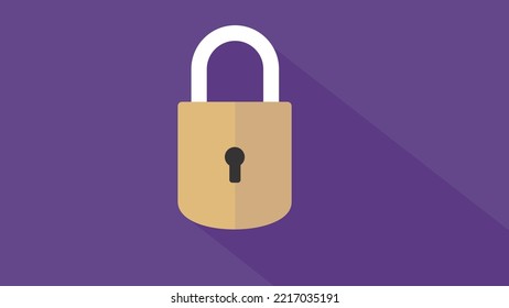 Padlock with shadow on purple background