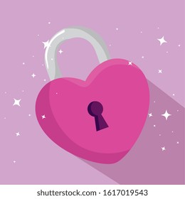 padlock in shape heart isolated icon vector illustration design
