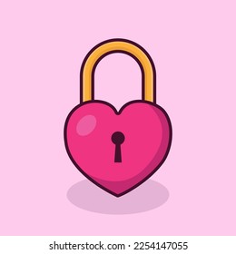 Padlock shaped love cartoon art illustration. - Vector.