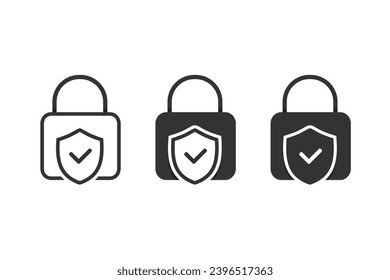 Padlock shield check icon. Illustration vector