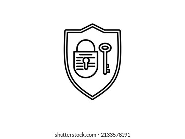 padlock shield data security illustration outline