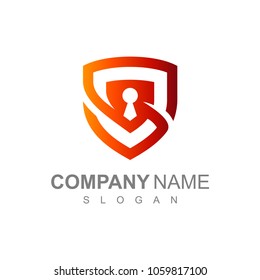 Padlock Shield Letter S, Security Logo Template