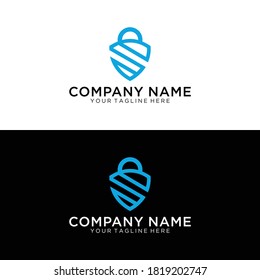 Padlock Shield Letter S, Security Logo Template