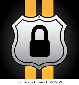 padlock shield over black background vector illustration 