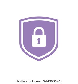 Padlock Shield Pictogram Icon Logo Template Illustration Design