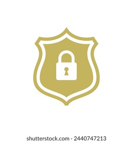 Padlock Shield Pictogram Icon Logo Template Illustration Design