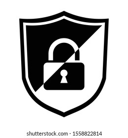 padlock in a shield, privacy policy concept, vector illustration 