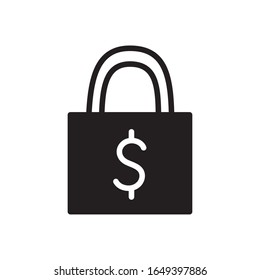 padlock silhouette style icon of money financial item banking commerce market payment buy currency accounting and invest theme Vector illustration