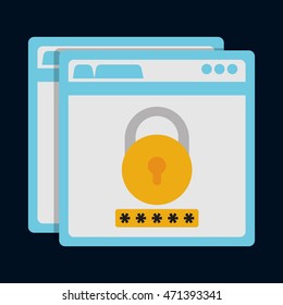 padlock site cyber security system technology icon. Colorful and flat design. Vector illustration