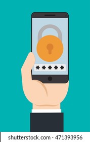 padlock smartphone cyber security system technology icon. Colorful and flat design. Vector illustration