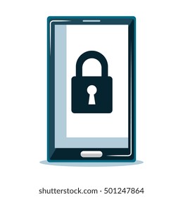 padlock smartphone secure icon design