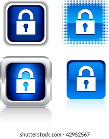   Padlock  square buttons. Vector illustration.