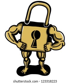 padlock with strong arms and legs