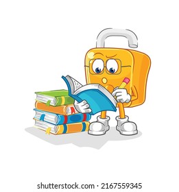 the padlock studying mascot. cartoon vector