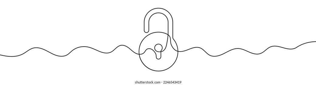 Padlock symbol in continuous line drawing style. Line art of lock icon. Vector illustration. Abstract background