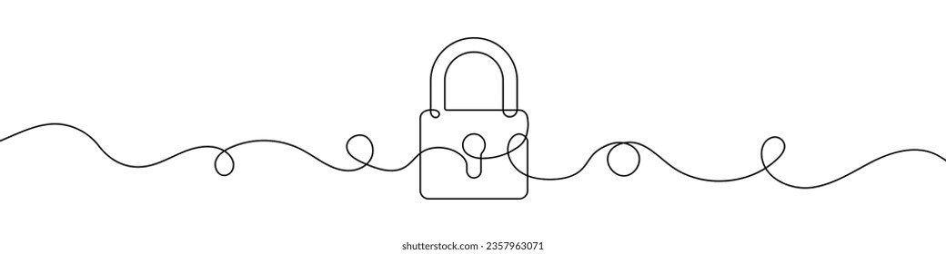 Símbolo de bloqueo en estilo de dibujo de línea continua. Imagen de línea del icono de bloqueo. Ilustración vectorial. Antecedentes abstractos