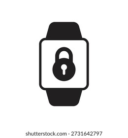 Padlock symbol for locking digital wrist watch screen interface
