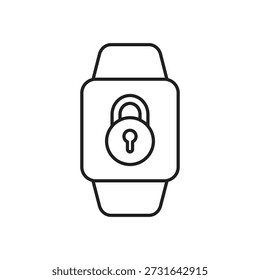 Padlock symbol for locking digital wrist watch screen interface