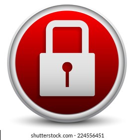 Padlock symbol on stylish background. Stylish red padlock icon.