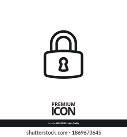 Padlock symbol Vector line icon illustration mobile application. Simple flat modern design style. Black color.