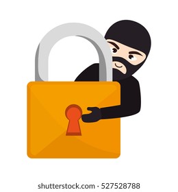 padlock with thief icon