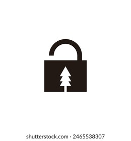 Vorhängeschloss, Baum geometrisches Symbol Einfache Logo Vektorgrafik