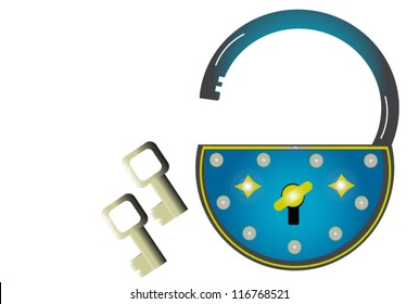 Padlock and two spare keys, used in the past, but today it is no longer used due to the need enhanced security