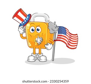 the padlock uncle sam character. cartoon mascot vector