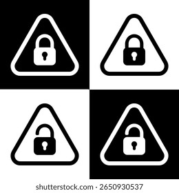 Padlock and Unlock Warning Icon in Triangle Style