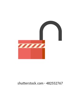 Padlock unlocked icon in flat color style. Safety, protection 