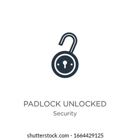 Padlock unlocked icon vector. Trendy flat padlock unlocked icon from security collection isolated on white background. Vector illustration can be used for web and mobile graphic design, logo, eps10