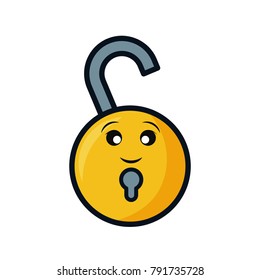 Padlock unlocked symbol smiling cartoon