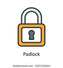 Padlock Vector Fill outline Icon Design illustration. Cyber security  Symbol on White background EPS 10 File