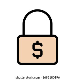 padlock vector flat color icon 