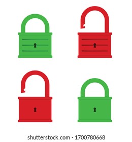 padlock vector icon green and red color
