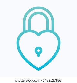 Padlock Vector Icon, Heart Shape Lock, Love And Romance, Isolated Gradient Vector Icon.