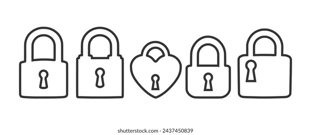 logo del icono del vector del candado. colección. contorno fondo blanco aislado