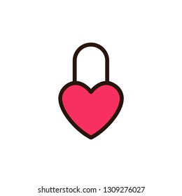 Padlock vector icon, valentine's day symbol