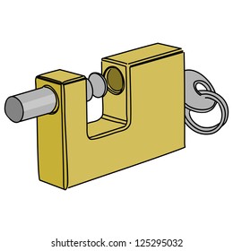 Padlock vector illustration isolated on white background. Lock object protect. Protective tool for object security. Safety door, gate or backyard.