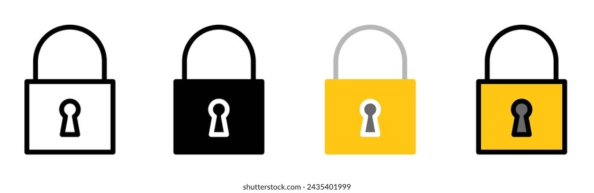 Padlock Vector Illustration Set. Secure Lock Sign suitable for apps and websites UI design style.
