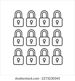 Padlock vector image, in black, black and white, white background.