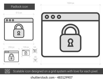 Padlock vector line icon isolated on white background. Padlock line icon for infographic, website or app. Scalable icon designed on a grid system.