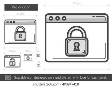 Icono de línea vectorial de bloqueo aislado en fondo blanco. Icono de línea de bloqueo para infografía, sitio web o aplicación. Icono escalable diseñado en un sistema de cuadrícula.