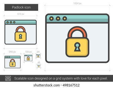 Icono de línea vectorial de bloqueo aislado en fondo blanco. Icono de línea de bloqueo para infografía, sitio web o aplicación. Icono escalable diseñado en un sistema de cuadrícula.
