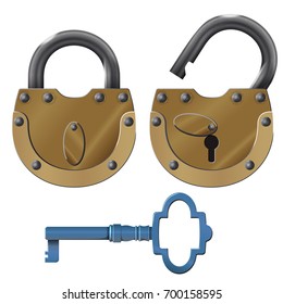 Padlock. Vector oldstyle heavy lock design