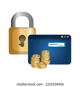 padlock with virtual coins